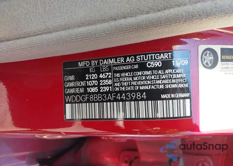 2010 Mercedes-Benz C 300 Luxury 4Matic/Sport 4Matic from USA, damaged, VIN WDDGF8BB3AF443984